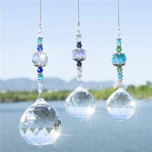 Clear Crystal Prism Ball Rainbow Maker Window Prisms Suncatcher,Pack of 3